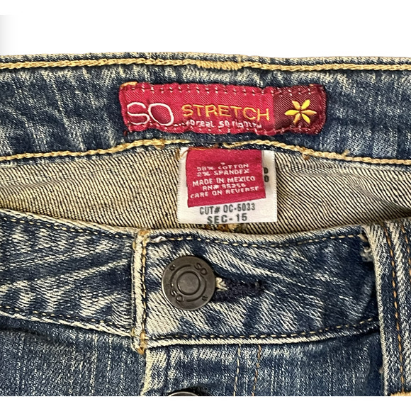 So Jeans Size 7 Juniors Denim Women Exposed Button Fly Coffee Wash Stretch 29X32 - Picture 3 of 5